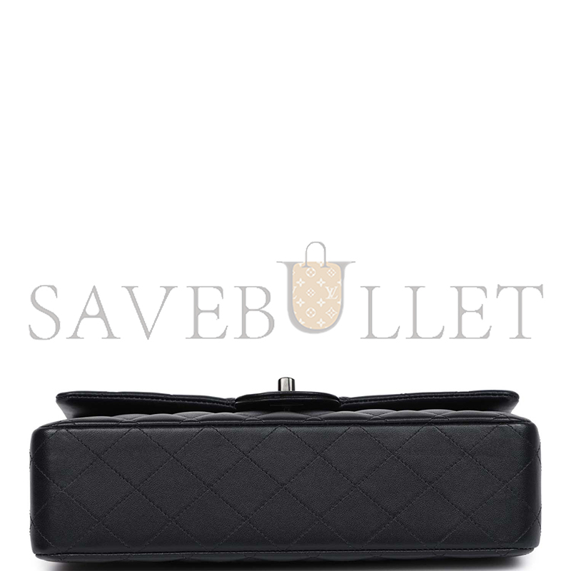 Ch*el master medium classic double flap bag so black lambskin black hardware 1109944 (25*15*7cm)